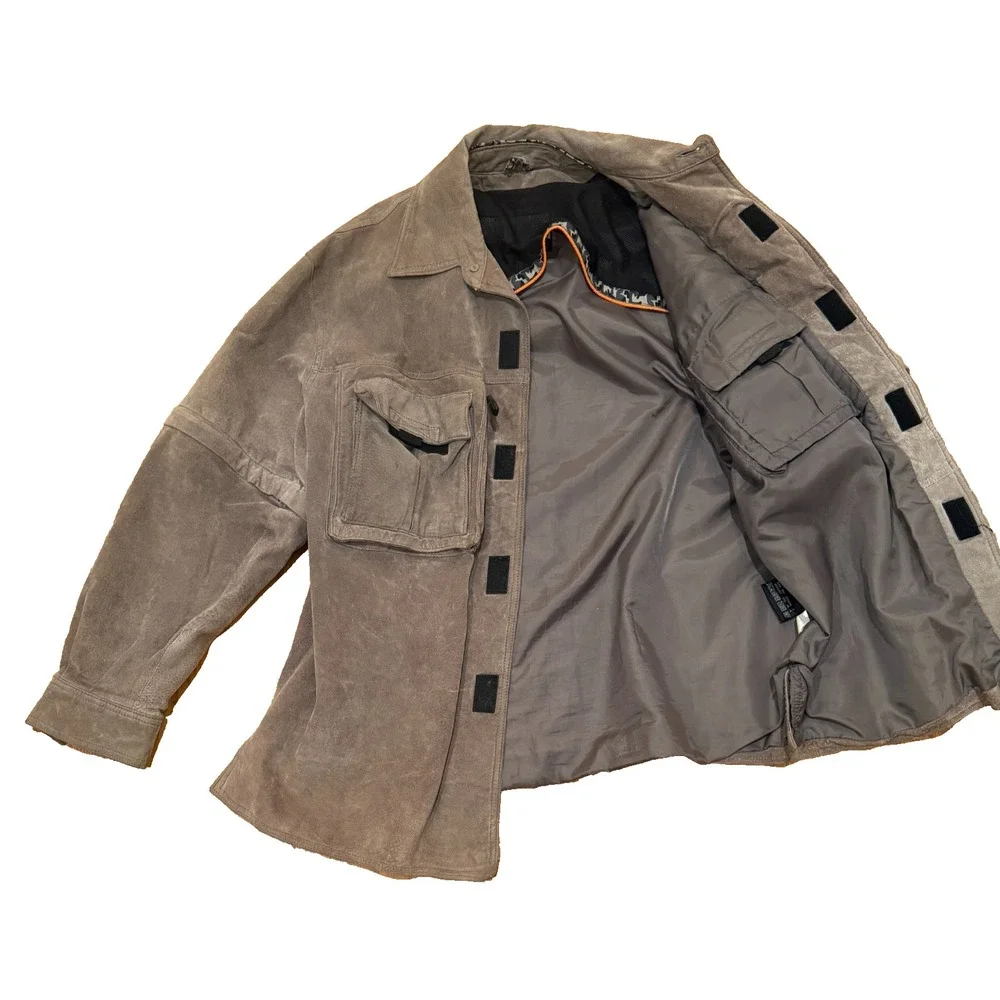 Vintage M Julian Wilsons Suede Utility Jacket XL Convertible Zip Off Sleeves Y2K - Picture 6 of 11